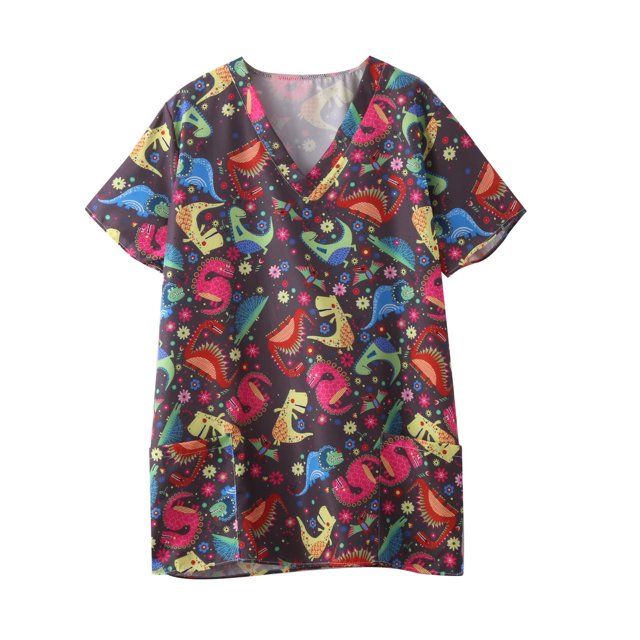 Tops Para Mujer Elegante Blusa Casual Moda Cuello en V Ocio Manga Corta Impresión Enfermería Odeerbi ODB163937