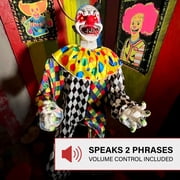 Haunted Hill Farm 5.9 ft Voice & Sound-Sensor Clown on Tricycle Halloween Animatronic, HHTRIBKCLOWN-1FLSA