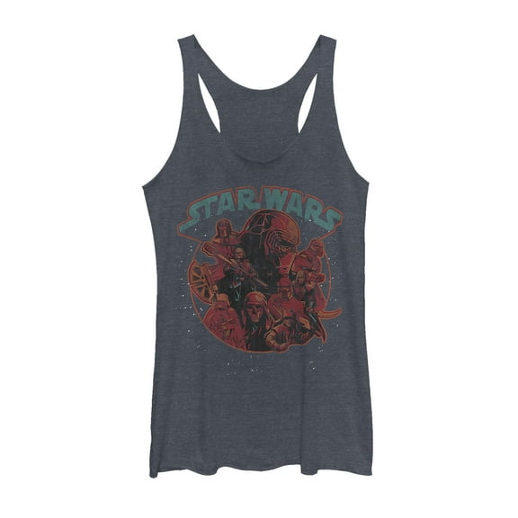 Women's Star Wars: The Rise of Skywalker Dark Side Stars Racerback Tank Top Navy Blue Heather X Large