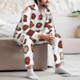 thumbnail image 5 of Mens Pajamas Set, Delicate Chocolate Print Button Down Long Sleeve Loungewear Sleepwear Pjs sets for Men, 5 of 5