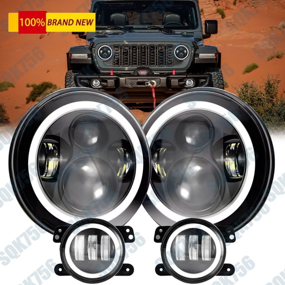 For 07-17 Jeep Wrangler Unlimited JK 4 - door 7'' LED Headlights & 4'' Fog Light