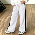 thumbnail image 6 of Girls Color Block Sweatpants with Pockets Casual Baggy Elastic Waist Fashion Kids Wide Leg Pants White 5, 6 of 9