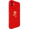 thumbnail image 2 of for iPhone 11 Case (2019 6.1"),Cute Plated Rose Gold Flower with Anti-Fall Lens Cameras Cover Shell, Soft TPU Shockproof Anti-Fingerprint Phone Protection Cases for Women Girls Men,Bright Red, 2 of 12