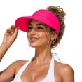 thumbnail image 2 of Gsakboxl Women UPF50+ Foldable Ponytail Sun Visor Cap, Ice Feel Lightweight Large Brim Empty Top Sports Hat for Outdoor Workout Hiking Skull Cap Hot Pink One Size, 2 of 7