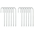 thumbnail image 1 of Uxcell 16 Pack Rebars Stakes, J-Hook Ground Stakes, Galvanized Steel Tent Stake Garden Wind Staple Silver Tone 12", 1 of 6