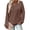 Brown, variant on Women's casual long-sleeved V-neck solid color loose shirt, available in all sizes, plus sizes also acceptable.