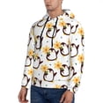 thumbnail image 3 of Rateoe Penguin With Flowers Pattern Mens Hoodie, Pullover Hooded Sweatshirt, Kangaroo Pocket Hoodie Ideal for Daily Wear, Travel and Home-X-Large, 3 of 7