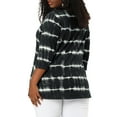 thumbnail image 3 of Unique Bargains Women's Plus Size Outfits Fashion Tie dye V Neck 3/4 Sleeve Tops 4X Black, 3 of 6