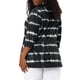 thumbnail image 3 of Tops de mujer plus size Agnes Orinda con rayas de teñido anudado, cuello en V, mangas 3/4, blusas casuales 5X en negro, 3 of 7
