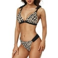 thumbnail image 1 of Women Tie Shoulder Bikini Swimsuits Ruched High Cut Bathing Suits, 1 of 6