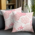 thumbnail image 2 of Throw Pillow Covers 20x20 Inch Set of 2 Pink Starfish Shell Decorative Pillow Covers Ocean Coral Cushion Cover Pillowcase for Sofa Couch Bed Home Decor, 2 of 9