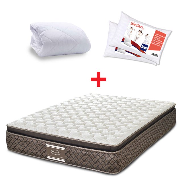 Colchón Individual Civic Con Colchoneta Ultra Suave + 2 Almohadas + Protector Hipoalergenico America Linea Carmel