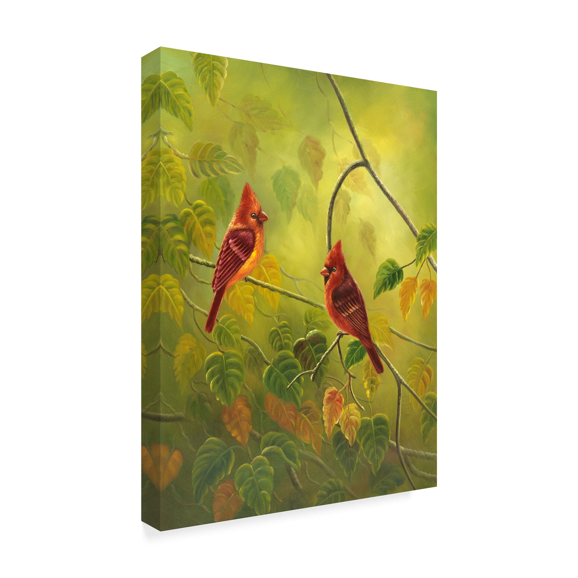 Trademark Fine Art 'Autumn Cardinals' Canvas Art by Patricia Feathers