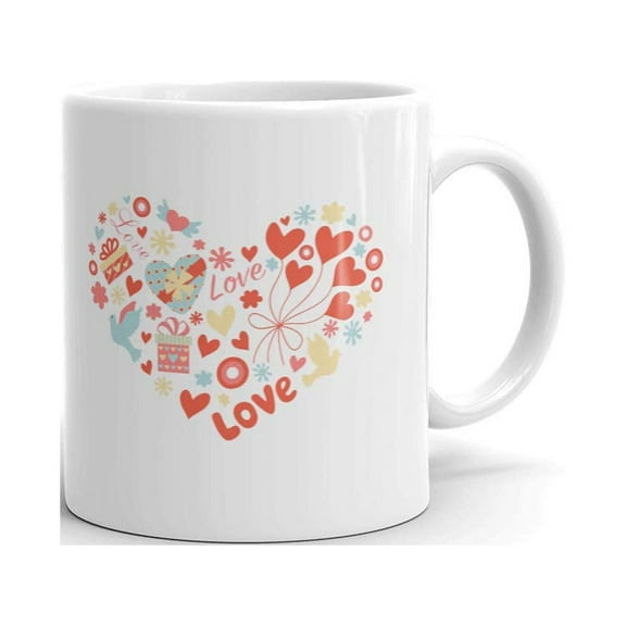 Cute Valentine Love Heart Coffee Tea Ceramic Mug Office Work Cup Gift 11oz