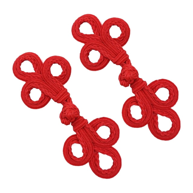 2 botones de rana con nudo chino, botones de cubierta para silla, botones de cierre chinos, sujetador de costura para traje de escenario, traje Tang Rojo