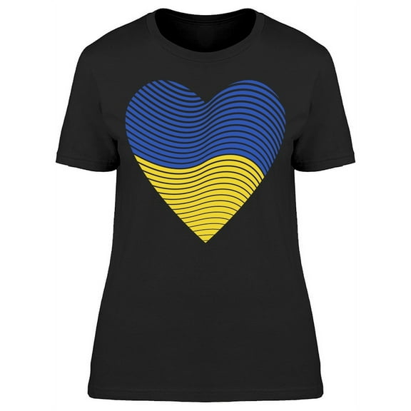 Ukrainian Flag In Heart T-Shirt Women -Image by Shutterstock, Female 3X-Large