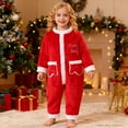 thumbnail image 2 of REDARER Baby Girls Winter Romper - Festive Embroidered Lettering, Cozy Fleece Lined Jumpsuit for Holiday Photos,Size:0-3 Months, 2 of 9