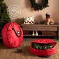 thumbnail image 3 of 2 Pack Oxford Christmas Wreath Storage Container 36 Inch - Wreath Bag for Artificial Wreaths Box - Waterproof Fabric, Dual Zippered Wreaths Storage Bag With Strong Durable Handles - Red, 3 of 8