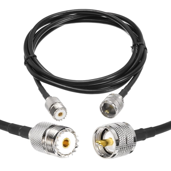 Uxcell 1PCS RG58 Coaxial Cable 6ft/1.8 M, UHF PL-259 Male to UHF SO 239 Female Coax Cable