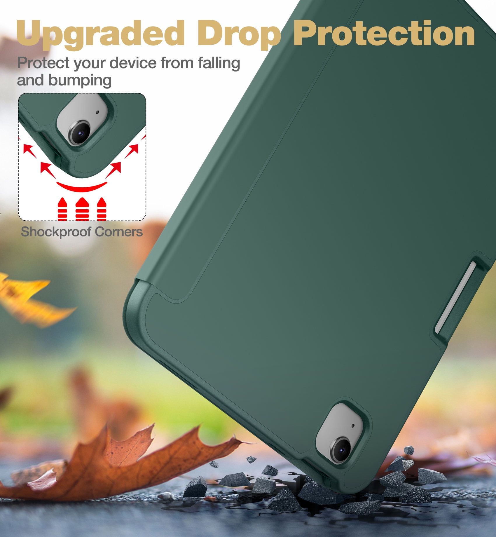 Suritch Case for iPad A16 11th Gen 11 inch 2025/iPad 10th Gen 10.9 inch with Screen Protector and Pencil Holder Tri-fold Stand Auto Wake/Sleep, Green