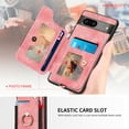 thumbnail image 5 of SaniMore for Google Pixel 6A Wallet Case, [RFID Blocking] Elastic Card Slot Vehicle Magnetic PU Leather Ring Holder & Lanyard Stand Money Pocket Protective Cover for Google Pixel 6A, Pink, 5 of 12