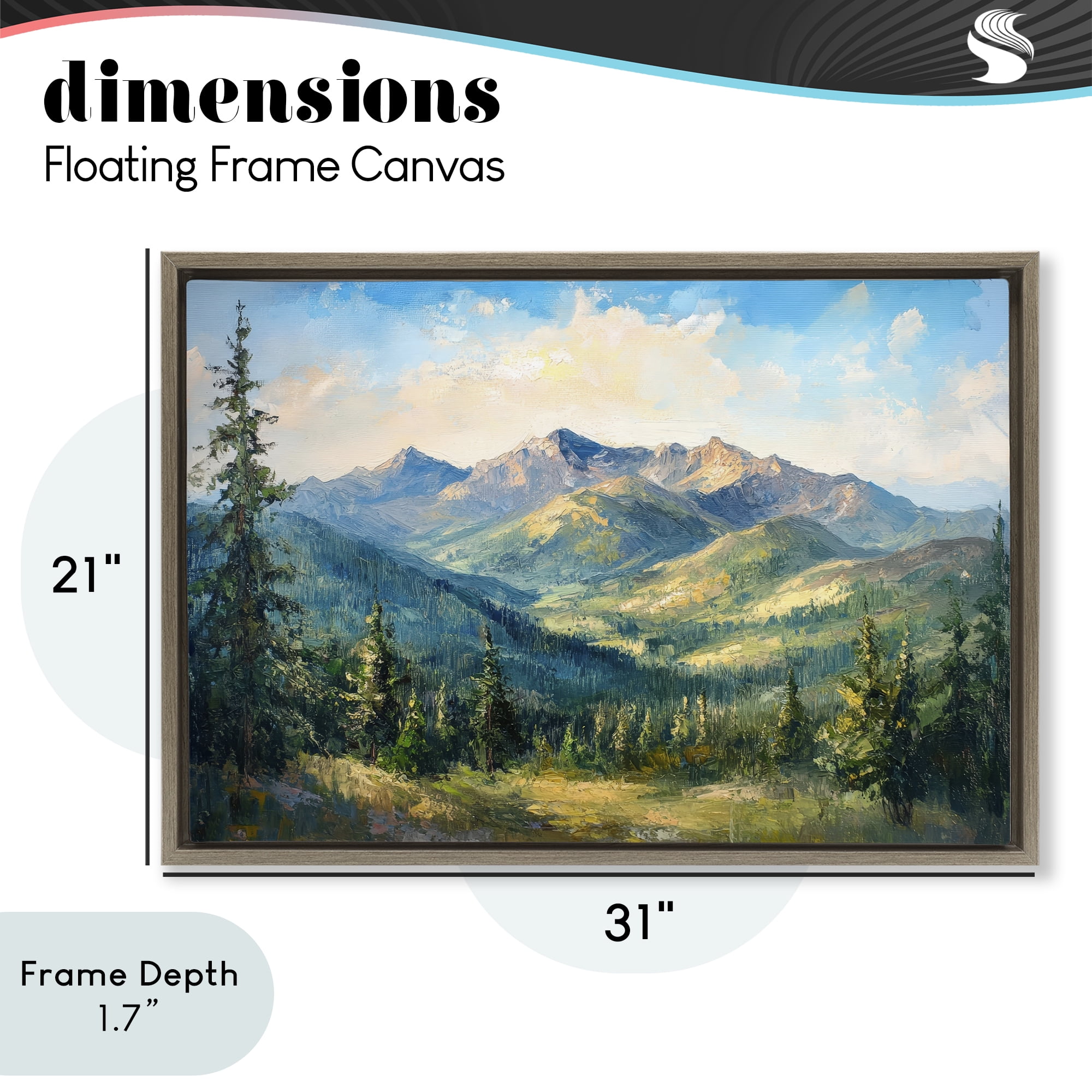 Stupell Industries Valley In The Mountains Brown Framed Floater Canvas Wall Art, design by Petal Prints Design