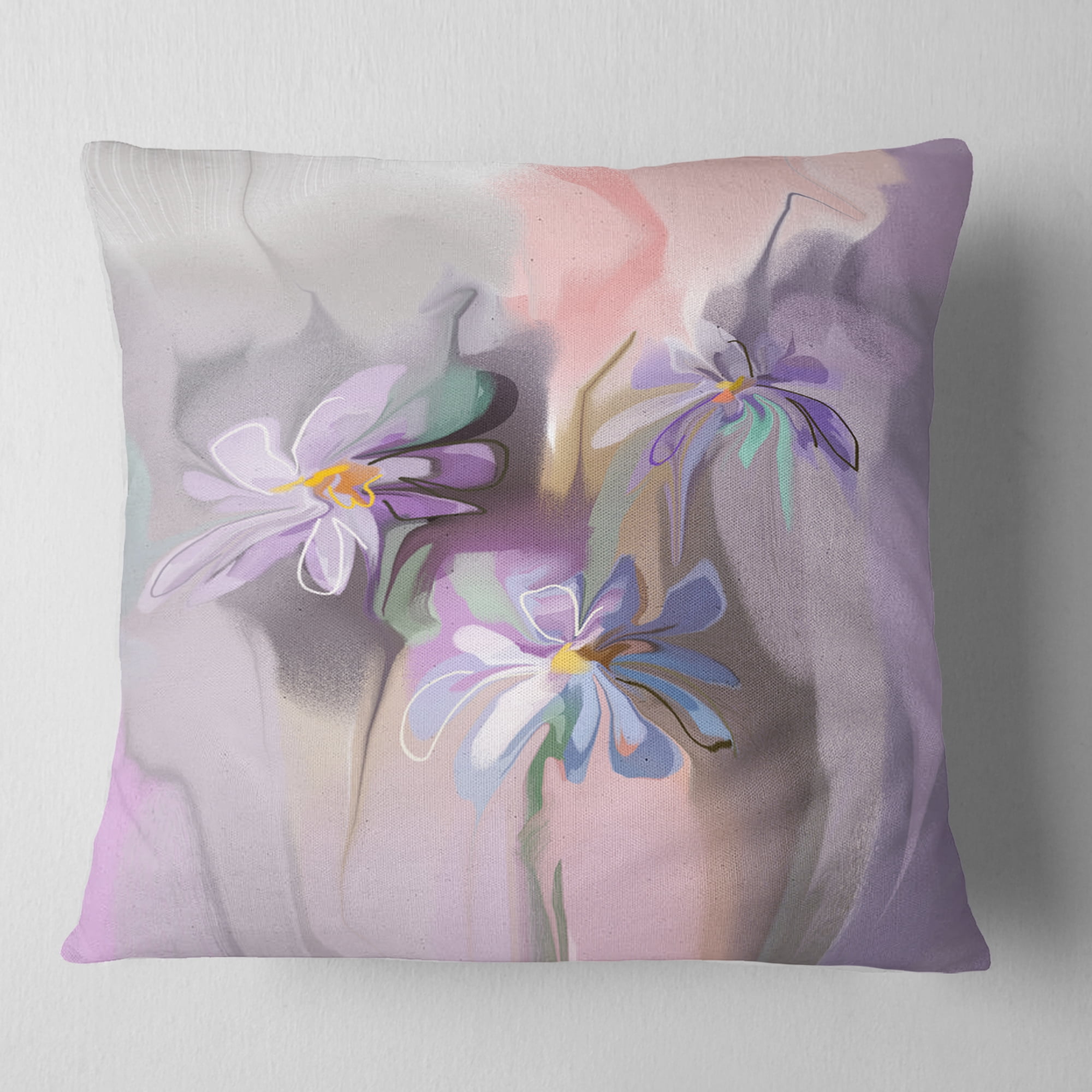 Designart Blue Daisies Watercolor - Animal Throw Pillow - 16x16