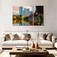 thumbnail image 2 of Elephant Stock Austin Urban Cityscape Wall Art - Horizontal Multi Panel Canvas - Living Room Wall Decor - City Multi Panel - Orange And Brown Decor - 74" x 48", 2 of 4
