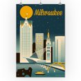 thumbnail image 2 of Milwaukee, Wisconsin, Retro Skyline Classic Series (24x36 Giclee Gallery Art Print, Vivid Textured Wall Decor), 2 of 3
