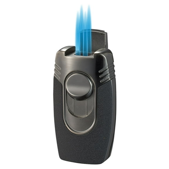 Visol Quadflow Black Crackle Quad Torch Cigar Table Lighter