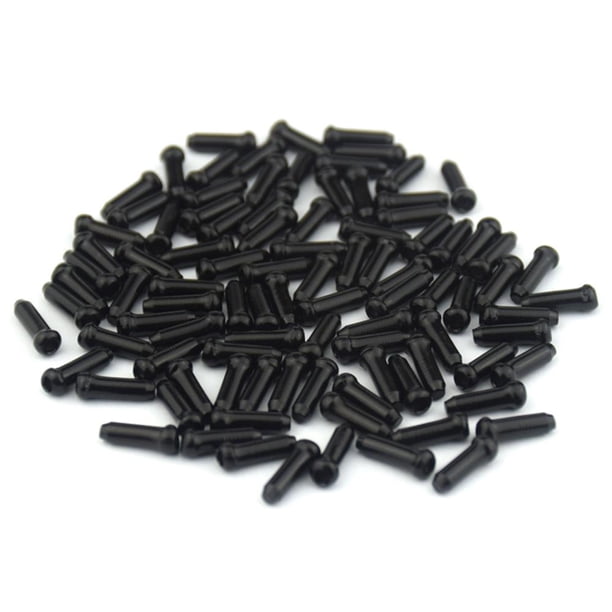 50 Uds tapas de extremo de Cable de bicicleta puntas de Cable de palanca de cambios de freno de aleación de aluminio (negro)