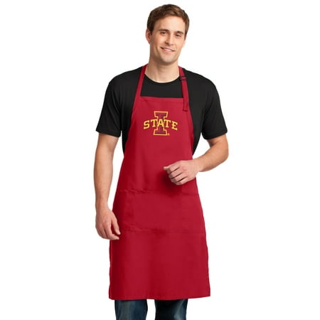 Oklahoma State Apron - Large Mens Iowa State Apron or OFFICIAL Iowa State Large Aprons for Women - For Barbecue Grilling Tailgating or Kitchen