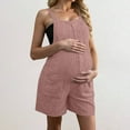 thumbnail image 3 of QATAINLAV Rompers for Women Maternity Clothes Sleeveless Ribbed Knit Short Jumpsuits Loose Comfy Pregnancy Casual Outfits with Pockets, Pink, L, 3 of 8