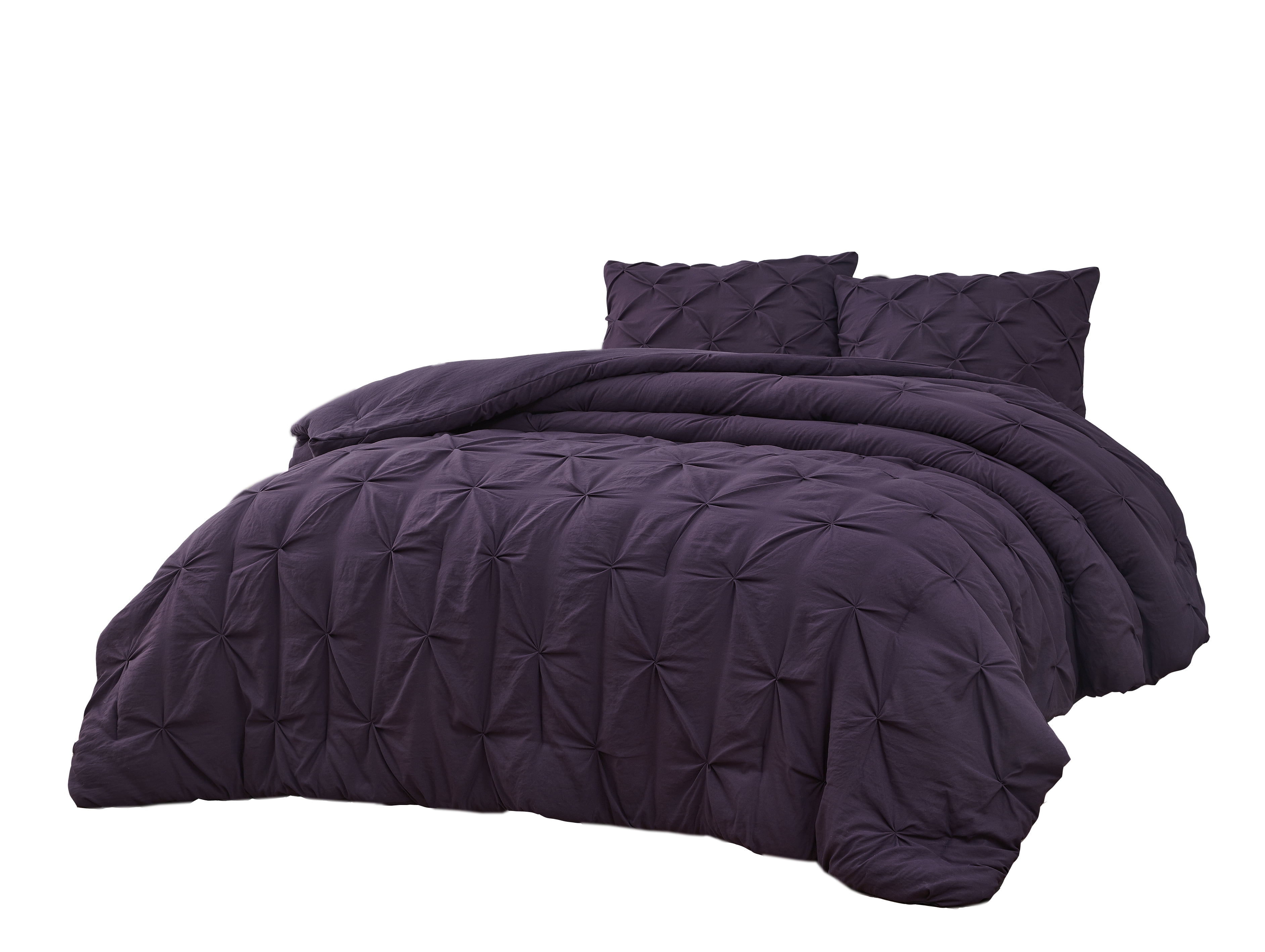 Mari 3pc Comforter Set Stonewashed, Purple Bed In A Bag Queen Size