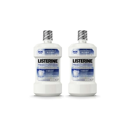 (2 Pack) Listerine Healthy White Vibrant Multi-Action Fluoride Mouthwash For Whitening Teeth, 16 fl.