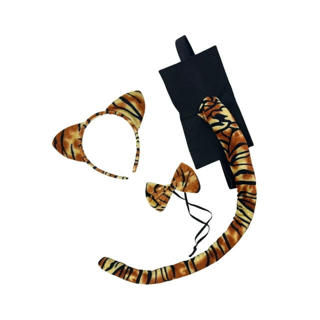 de tigre de Halloween incluye diadema, corbata y cola larga. Disfraz de fantasía para niños para una actuación en el escenario de