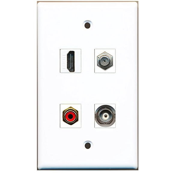 RiteAV - 1 Port HDMI 1 Port RCA Red 1 Port Coax Cable TV- F-Type 1 Port BNC Wall Plate