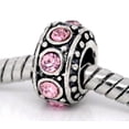 thumbnail image 2 of Sexy Sparkles Silver Base Metal June Birthstone Light Pink Rhinestone Charms Spacer Beads For Snake Chain Charm Bracelet - Zinc Metal Alloy, 5 Charms, 2 of 2