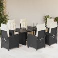 thumbnail image 1 of vidaXL 7 Piece Garden Dining Set with Cushions Black Poly Rattan, 1 of 1