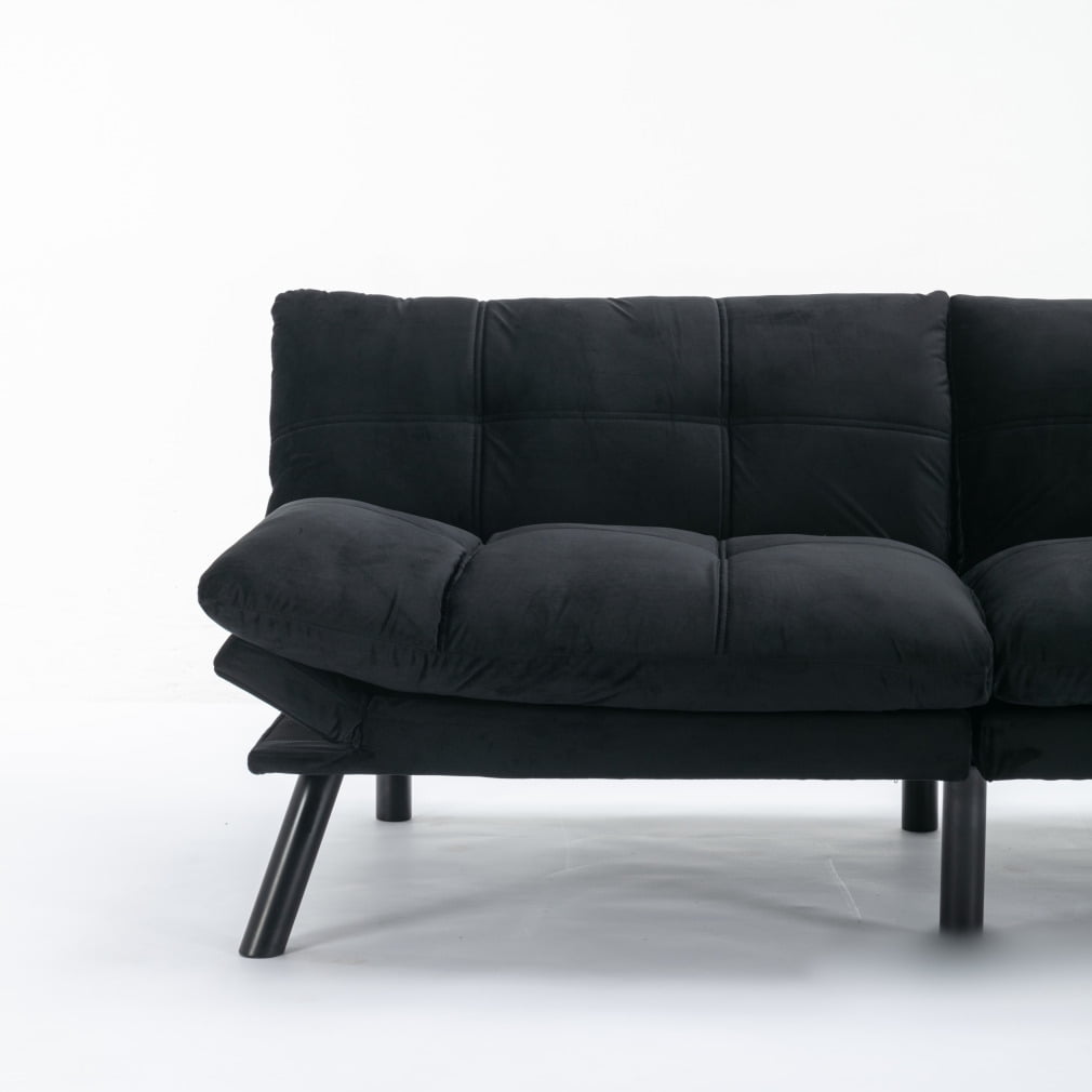 Triple Tree Modern Velvet 70.87" Tufted Loveseat Sofa, Black