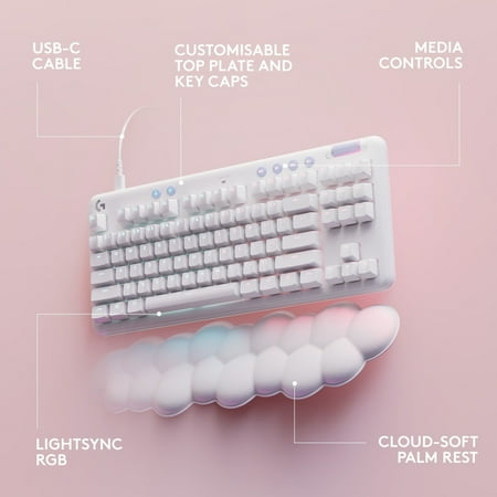 Logitech - G713 Aurora Collection TKL Wired Mechanical Tactile Switch Gaming Keyboard for PC/Mac with Palm Rest Included - White Mist