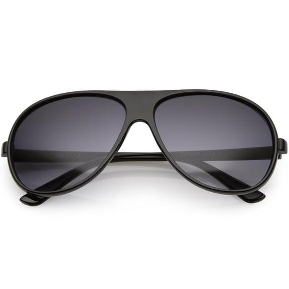 Retro Oversize Flat Top Aviator Sunglasses Teardrop Lens 64mm (Shiny Black / Lavender)