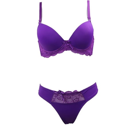 

Dtydtpe bras for women Women s Fashion New Lace T-Pants Bra Suit Large Size Lady s Underwear Suit Purple