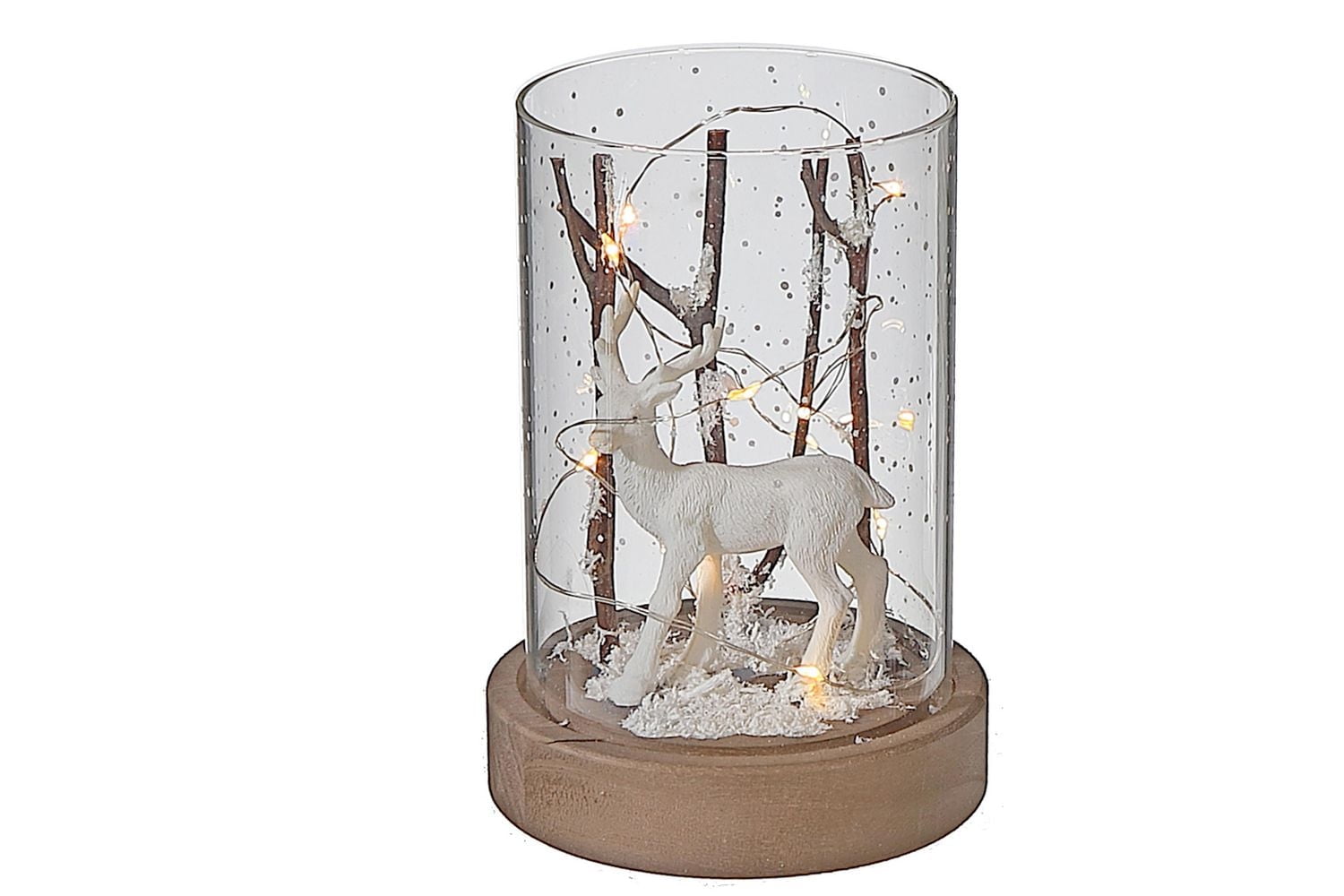 Led Cylinder Glass Stand Reindeer Branch
