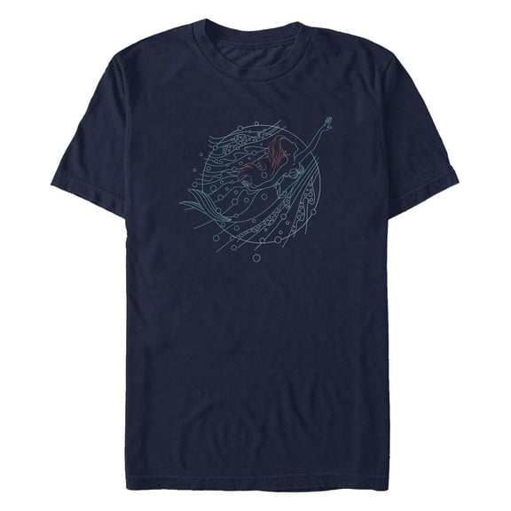 Men's The Little Mermaid Ariel Underwater Outline Graphic T-Shirt