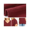 thumbnail image 5 of GRACE & GRANDEUR Women's Plus Size Easter Summer T Shirts Solid Basic V Neck Tulip Sleeve Loose Casual Blouses Tops 2X Burgundy, 5 of 6