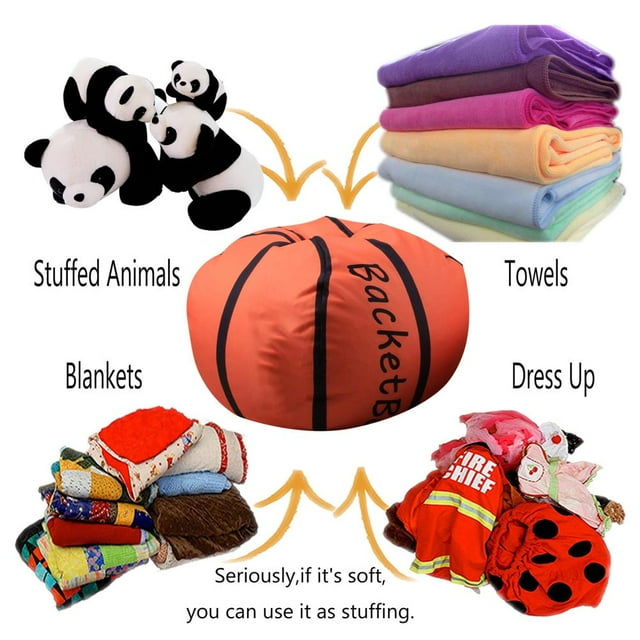 Sillón puf de almacenamiento de 18 pulgadas con funda tipo puf con cremallera para juegos de juguetes de peluche para niños