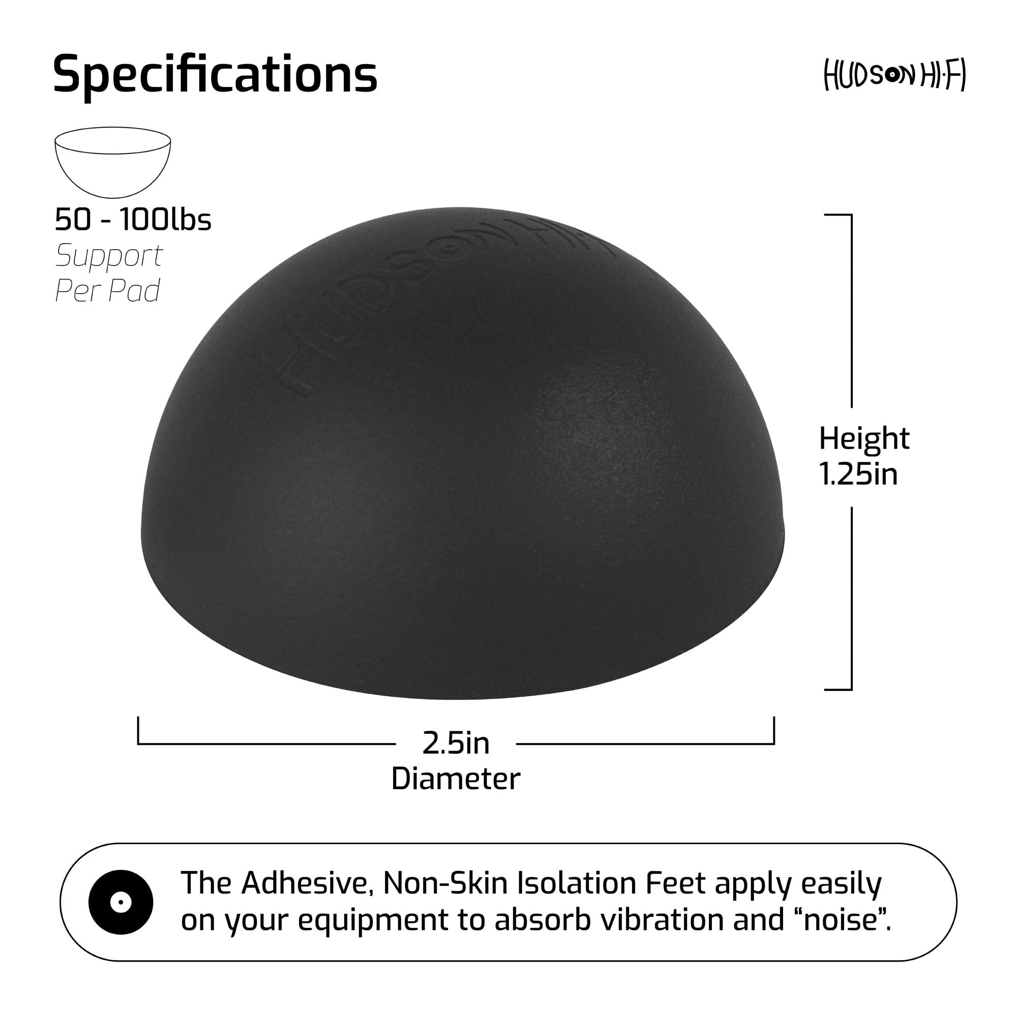 Sorbothane Hemisphere Rubber Bumpers, 1" Diameter, 70 Durometer, Adhesive Backed - 8 Pack - View #8