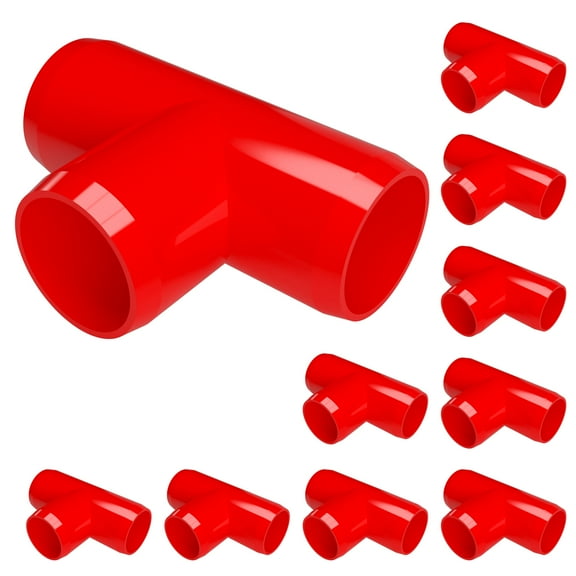 FORMUFIT PVC Fitting, Standard Tee , Furniture Grade, 1/2" Size, Red, 10-Pack (F012TEE-RD-10)