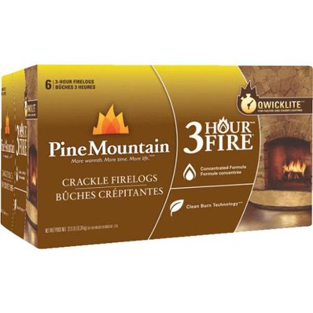 Pine Mountain Cracklelog Crackling Firelog, 3-Hour Burn Time, Crackle Sounds, 6